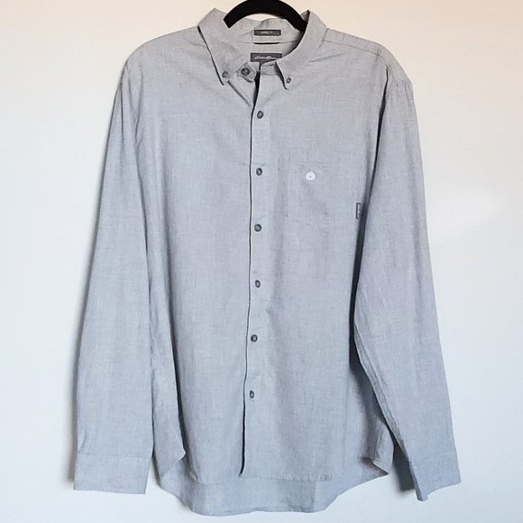 NWT Eddie Bauer Men's Long Sleeve Classic Fit Heather Gray Button Down - Picture 1 of 6